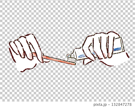 Hand with a toothbrush 132847278