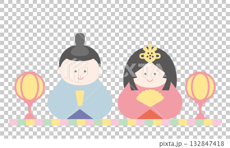 Illustration of a cute Hina doll 132847418