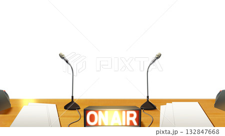 透過された、ラジオブースのテーブル 132847668