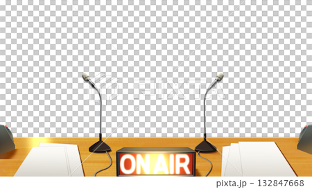 透過された、ラジオブースのテーブル 132847668