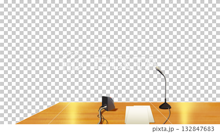 A transparent radio booth table A transparent radio booth table 132847683