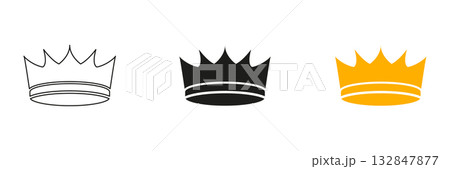 Royal Spike Crown Line and Solid Icon Set. Edgy crown silhouettes for monarchs and fantasy themes. Symbol Collection. Isolated Vector Illustration Royal Spike Crown Line and Solid Icon Set. Edgy crown silhouettes for monarchs and fantasy themes. Symbol Collection. Isolated Vector Illustration 132847877