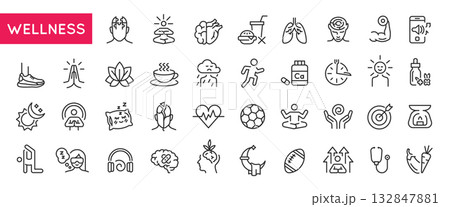 Wellness Line Icons Set 132847881