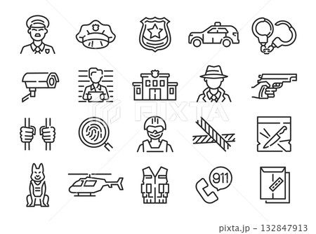 Police Security Icons Set Police Security Icons Set 132847913