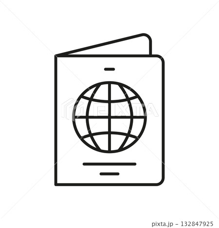 Passport With Globe Icon. International Travel, Identity Verification, And Global Citizenship Outline Symbol. Immigration And Visa Application. Editable Stroke. Isolated Vector Illustration Passport With Globe Icon. International Travel, Identity Verification, And Global Citizenship Outline Symbol. Immigration And Visa Application. Editable Stroke. Isolated Vector Illustration 132847925