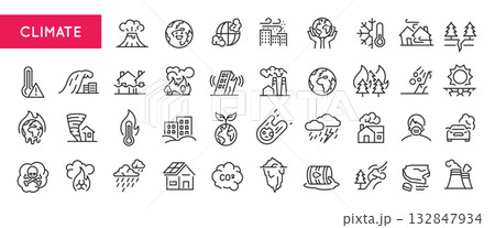 Climate Line Icons Set 132847934