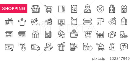Shopping Line Icons Set 132847949