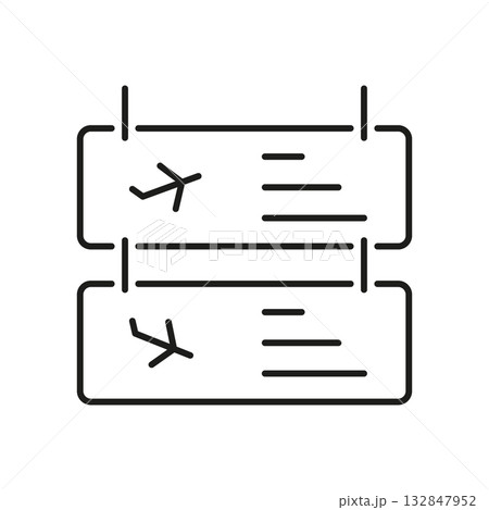 Airport Flight Schedule Board Line Icon. Airplane Departure and Arrival Display Panel for Travel Planning and Passenger Information Outline Symbol. Editable Stroke. Isolated Vector Illustration 132847952
