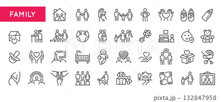 Family Line Icons Set Family Line Icons Set 132847958