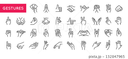 Gestures Line Icons Set 132847965