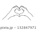 Heart Hands Line Art 132847971