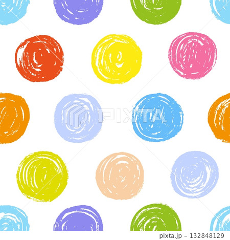 Vibrant grunge giant dots seamless pattern. Hand drawn painting circles, brush design. Decorative art print for fabric, wrapping, wallpaper, vector background 132848129