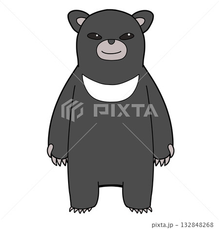 後ろ足で立っている微笑んでいるクマ 132848268