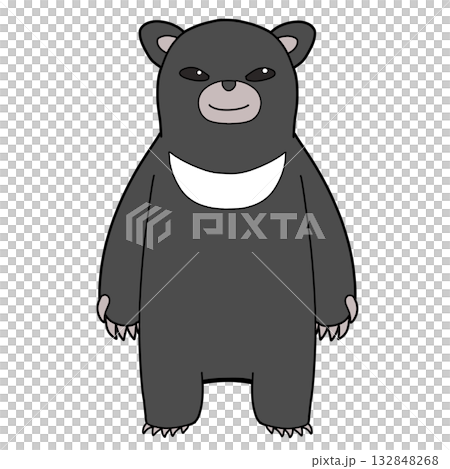 後ろ足で立っている微笑んでいるクマ 132848268