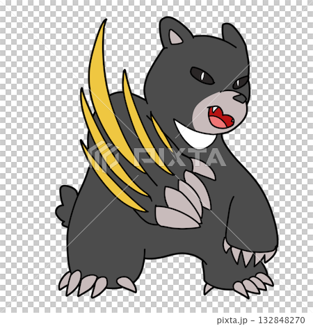 するどい爪で切りつけるクマ 132848270