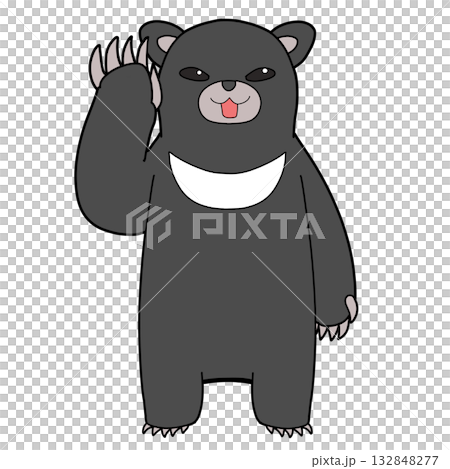 片手をあげていほほ笑むクマ 片手をあげていほほ笑むクマ 132848277