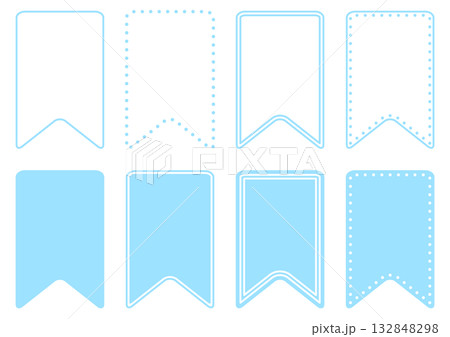 メッセージやタイトルに便利な水色のリボン型ラベルとタグのコレクション 132848298