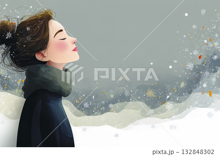 美優シリーズ：冬、雪に包まれる美優 132848302