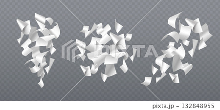 3d white paper sheets falling in pile 132848955