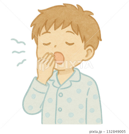 【人物】寝起きの男の子のイラスト 132849005