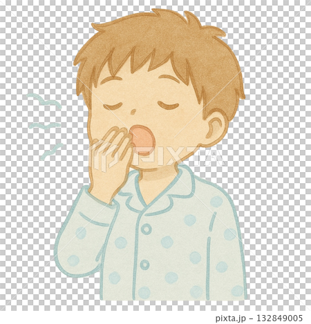 【人物】寝起きの男の子のイラスト 132849005