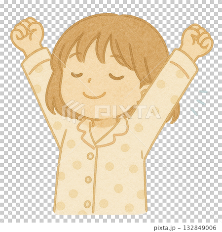 【人物】伸びをする女の子のイラスト 132849006