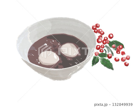 赤い実のついたぜんざい 132849939