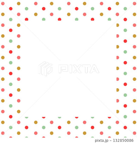 ドット水玉模様パターンのフレーム背景イラスト 赤緑色クリスマスカラー カラフル ポップ 四角ベクター ドット水玉模様パターンのフレーム背景イラスト 赤緑色クリスマスカラー カラフル ポップ 四角ベクター 132850086