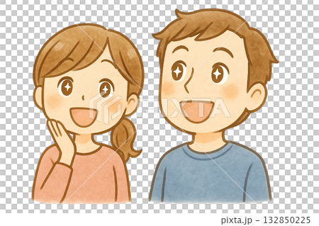 【人物】目を輝かせるママとパパのイラスト/タイプ2 132850225