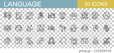 Language line icon set - language school,... - Stock Illustration ...