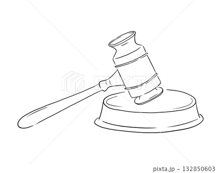 Law judge hammer drawing. Judge sketch. Hand drawn vector isolated illustration Law judge hammer drawing. Judge sketch. Hand drawn vector isolated illustration 132850603