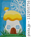 Colorful painted art of a whimsical fairy tale cottage with a bright sky 132850756