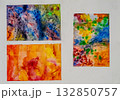 Bright abstract paint art showcasing vibrant colors and textures 132850757