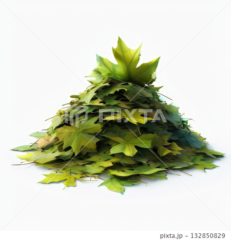 an AI Image Generator, Pile of Green Leaves Arranged 132850829