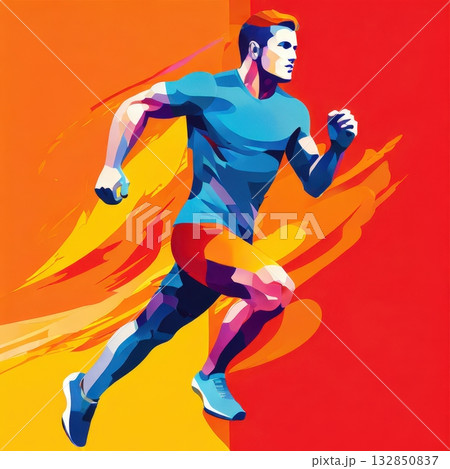 an AI Image Generator, Digital Art of a Man Running in Sportswear 132850837