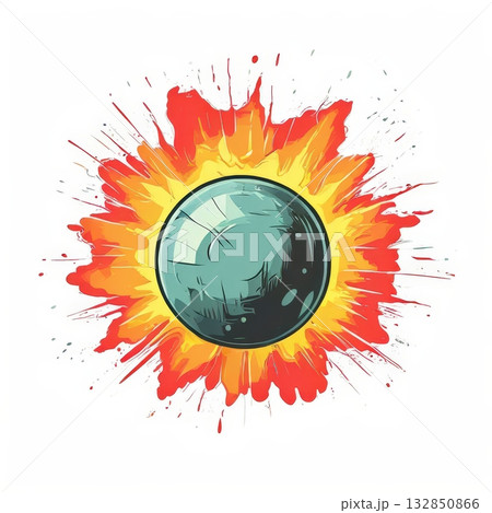 an AI Image Generator, Splash of Vibrant Colors Surrounding a Central Orb 132850866