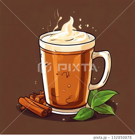 an AI Image Generator, Stylized Illustration of a Hot Beverage 132850878