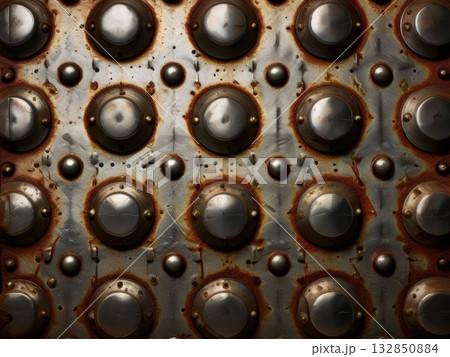 an AI Image Generator, Rusty Studded Surface, Texture, Pattern and History Closeup in Detail 132850884