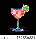 an AI Image Generator, Title Vibrant Red Cocktail In Elegant Martini Glass With Lemon 132850889
