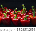 Bell pepper red vegetable on black background Supermarket fresh food 132851254