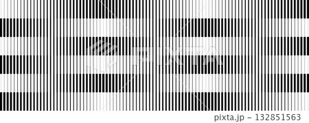 Monochrome vector abstract pattern of dynamic zigzag lines with density gradient. Geometric Op Art texture, black and white optical illusion effect, ideal minimal background for covers and banners. 132851563