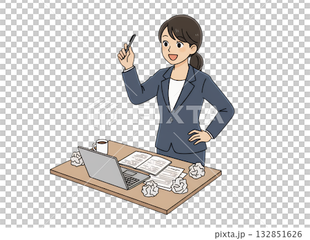 An office lady explaining an idea she came up with 132851626