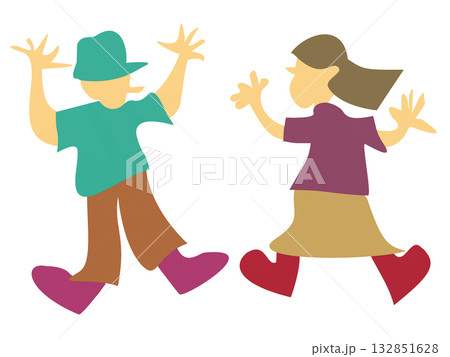 喜ぶ楽しむ男女の人物イラスト	 132851628