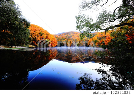 裏磐梯 曲沢沼の紅葉 裏磐梯 曲沢沼の紅葉 132851822