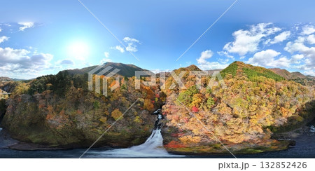 紅葉の秋保大滝 空撮 VR写真 紅葉の秋保大滝 空撮 VR写真 132852426