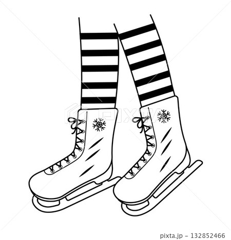 Silhouette of legs skating on ice at an ice rink. Vector logo illustration Silhouette of legs skating on ice at an ice rink. Vector logo illustration 132852466