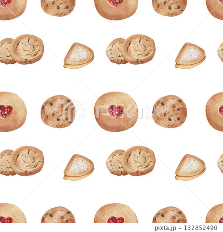Seamless Pattern with different cookies  132852490