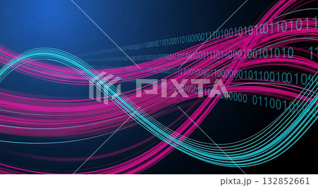 Abstract flowing binary code data streams in...のイラスト素材 [132852661] - PIXTA