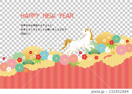 午年-年賀状テンプレ-け2ベク 午年-年賀状テンプレ-け2ベク 132852884