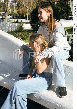 teenage girl outside in city, lifestyle people concept teenage girl outside in city, lifestyle people concept 132853215